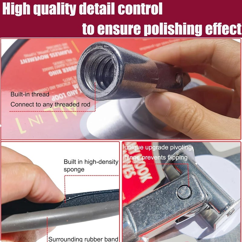 SACKORANGE 9 Inch Radial Hand Drywall Sander with 3 PCS Pole (4 Ft Long)-Premium Wall Cleaning and Polishing Tool with Hook and Loop System–A Unique Metal Pivoting Hinge Drywall Sander - Image 4